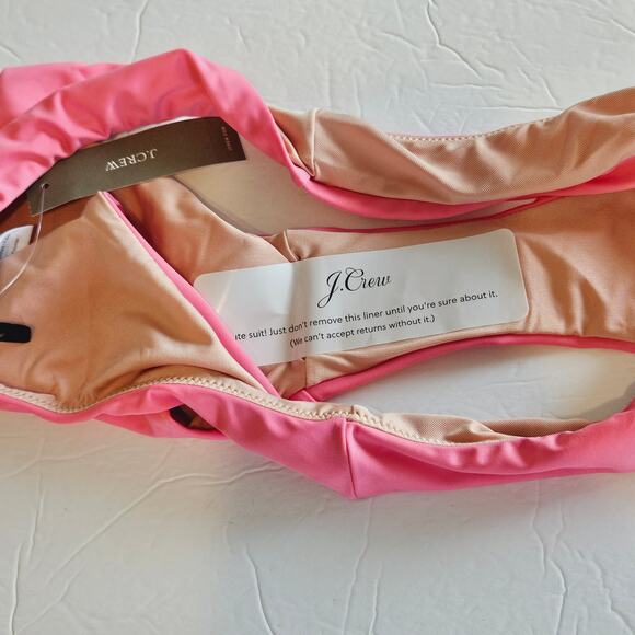 J Crew Curved Waist Cheeky Bikini Bottom Pink Women's Medium Swim Beach Pool - Picture 3 of 5